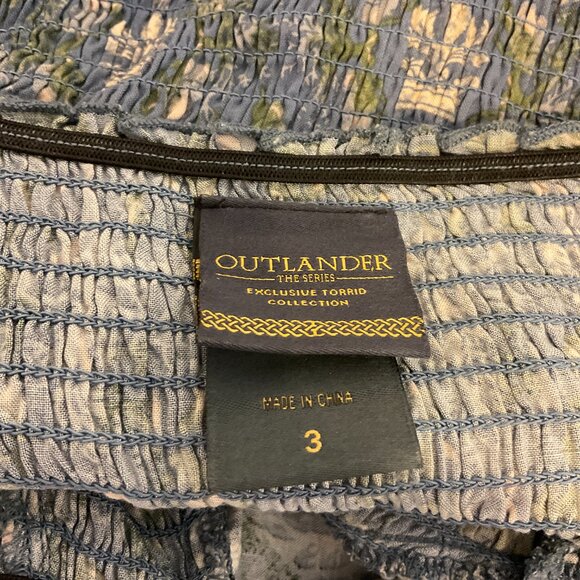 Outlander Torrid Dress 3 Blue White Green Floral Smocked Puff Sleeve Pockets - Picture 12 of 12